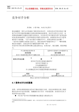 市场竞争对手分析管理规划