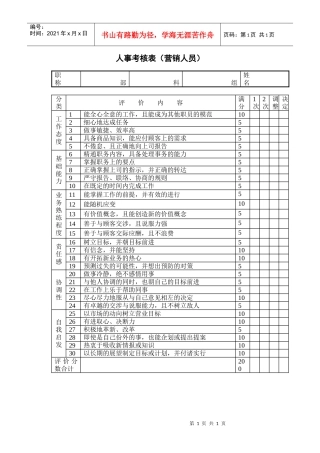 人事考核表（营销人员）