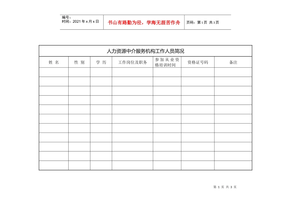 人力资源中介服务机构工作人员简况_第1页