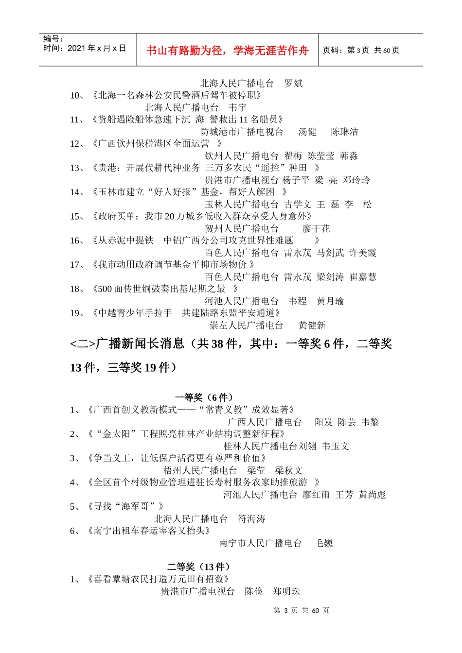 XXXX年度“广西广播电视奖”获奖作品公示_第3页