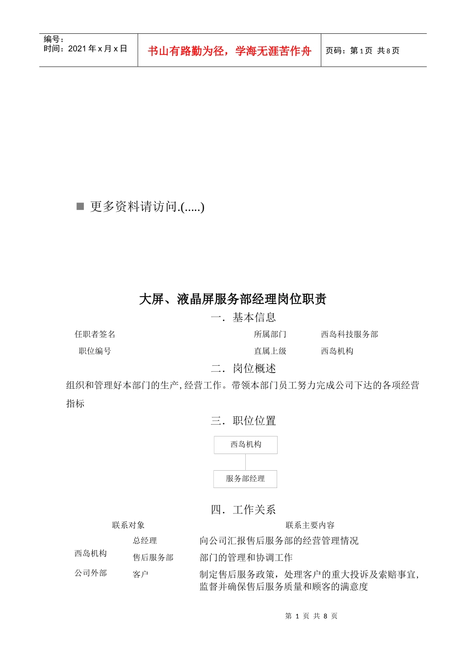 企业服务部岗位职责说明_第1页