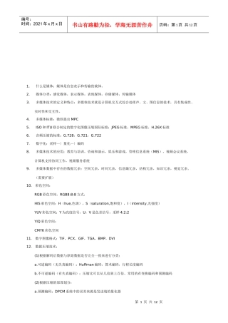 多媒体的相关概念