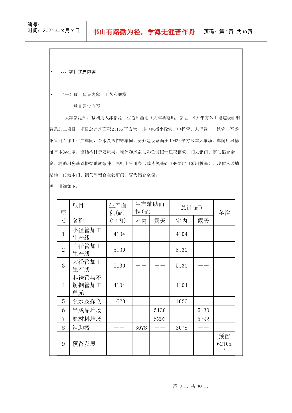 天津新港船厂船舶管系加工项目投资说明书-塘沽投资服务网_第3页