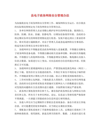 县电子政务网络安全管理办法 