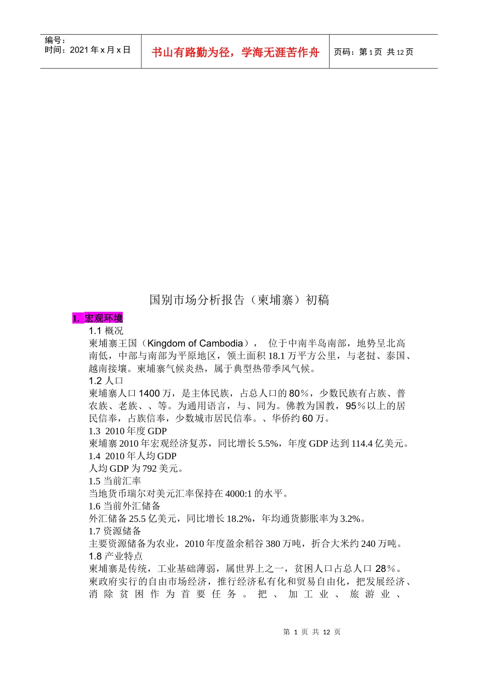 国别市场分析报告初稿_第1页