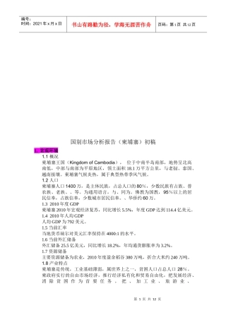 国别市场分析报告初稿