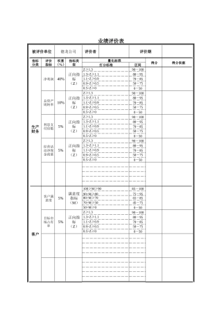 德龙-业绩评价表