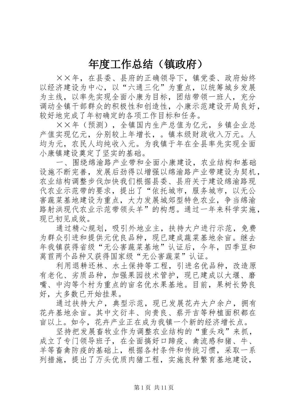年度工作总结（镇政府）_第1页