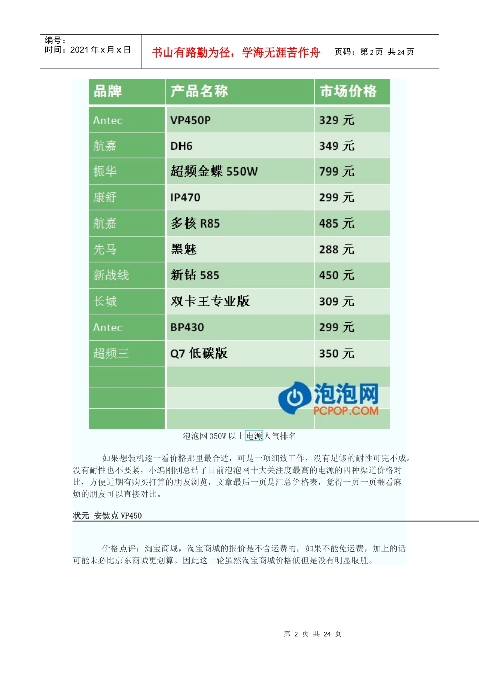 十大最热电源 主流购买渠道价格比拼 _长城(GreatWall)电源行情-泡泡_第2页