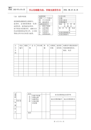客户退货申请表