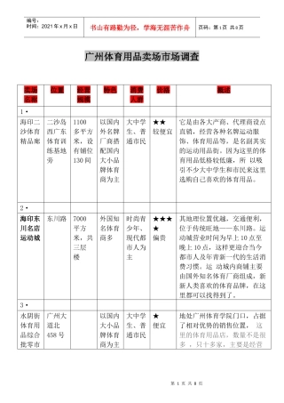 广州体育用品卖场市场调查