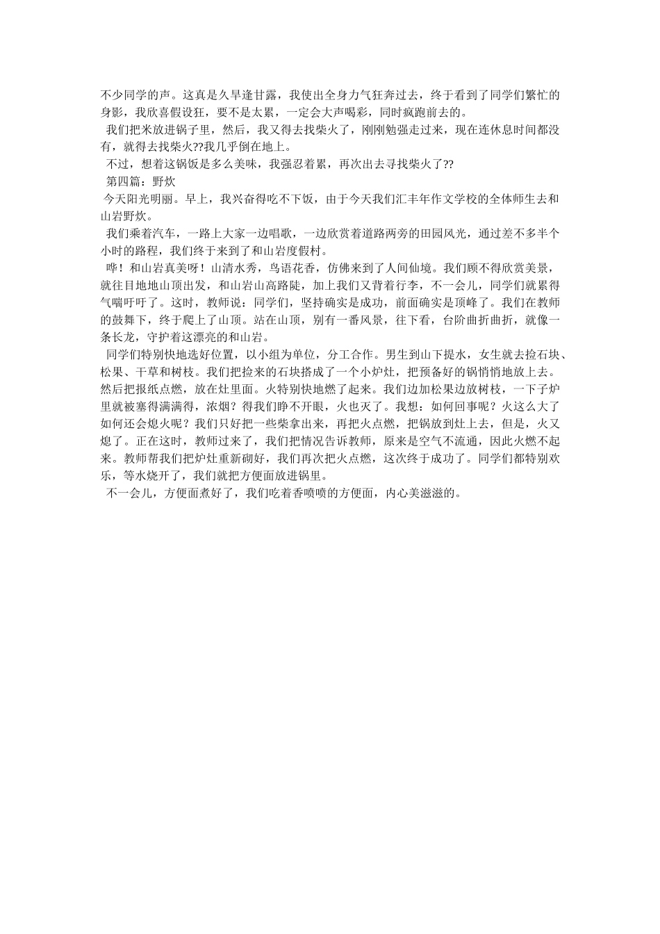 野炊作ۥ文400字精选 _第3页