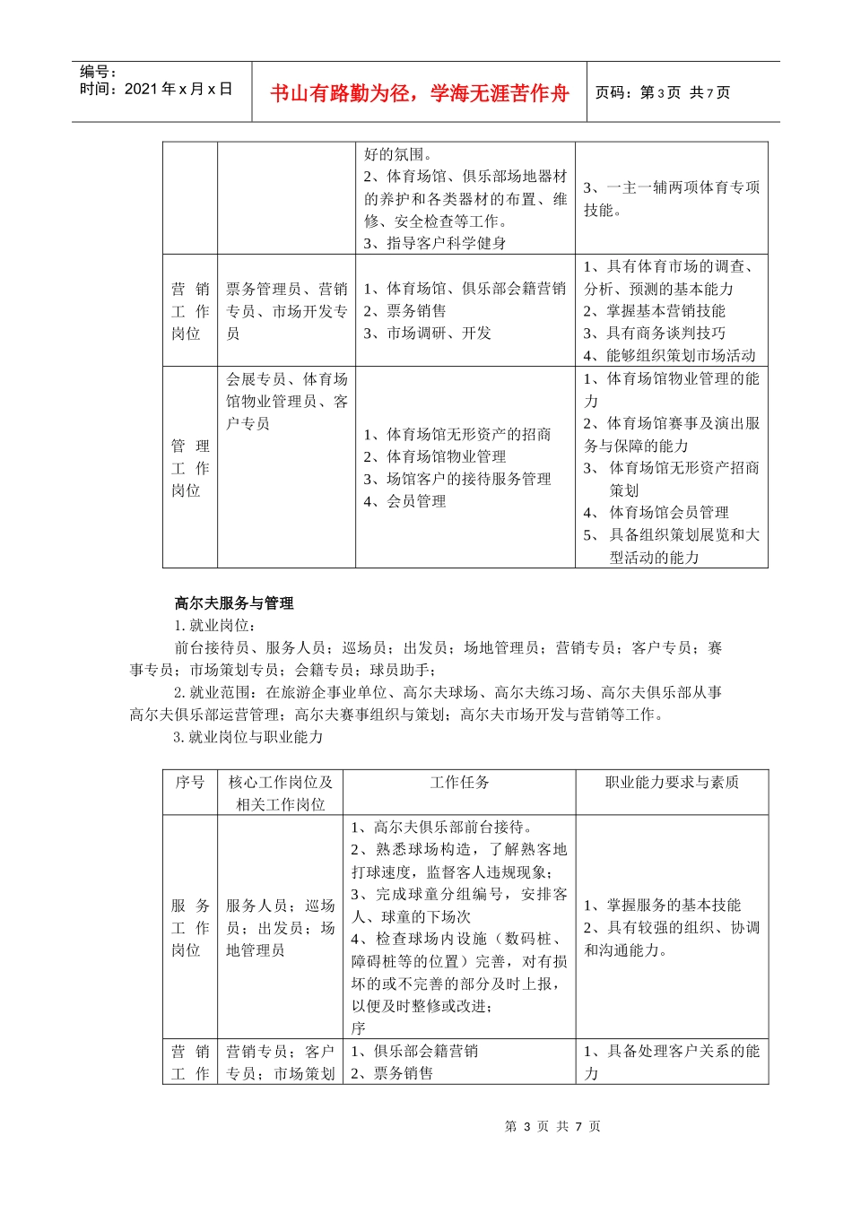 体育服务与管理专业XXXX级人才培养方案_第3页