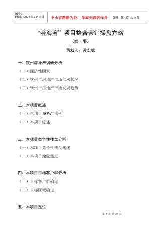 “金海湾”项目整合营销方案