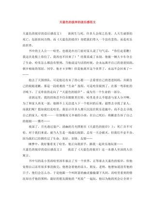 天蓝色的彼岸的读后感范文 