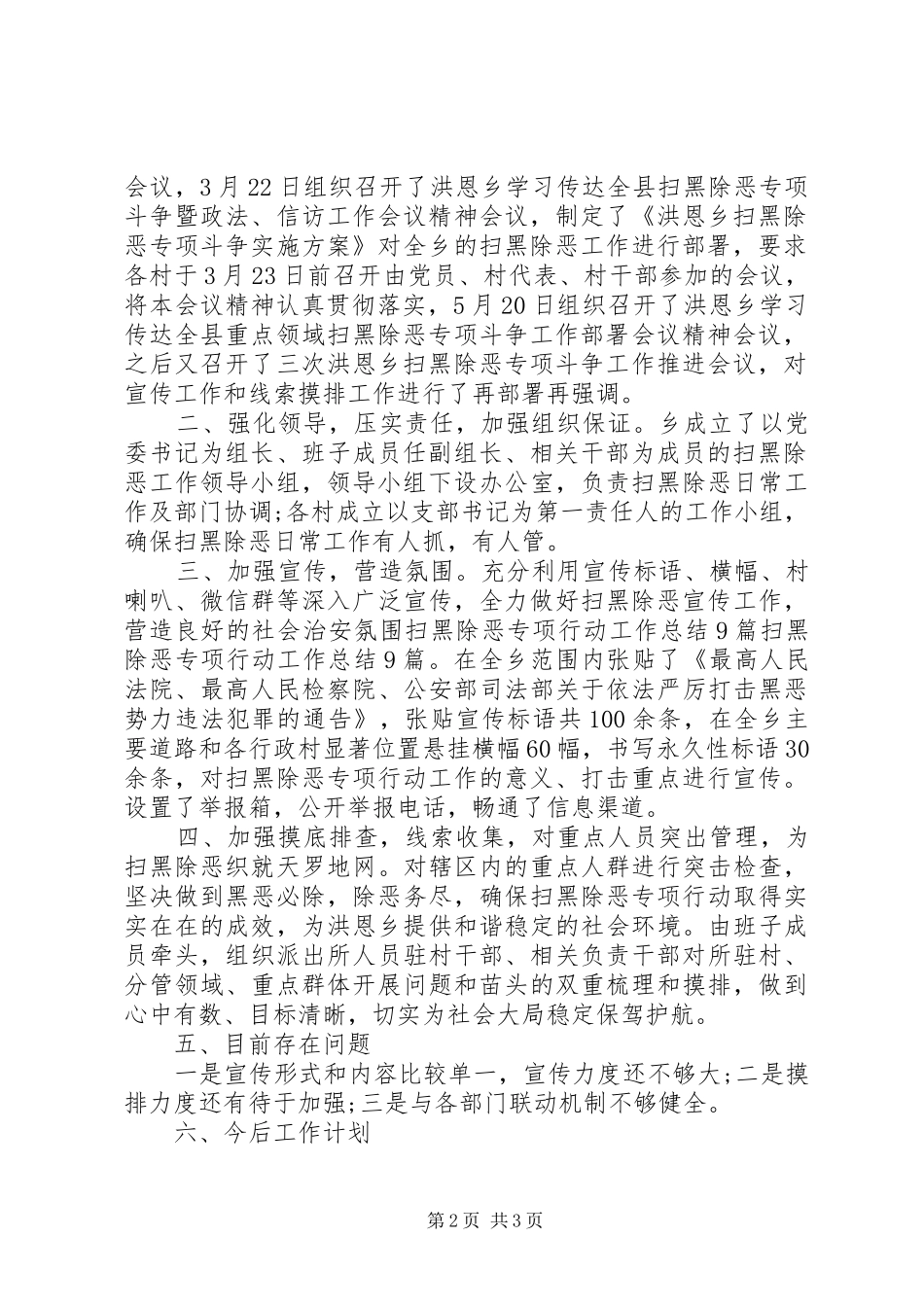 扫黑除恶专项行动工作总结_第2页