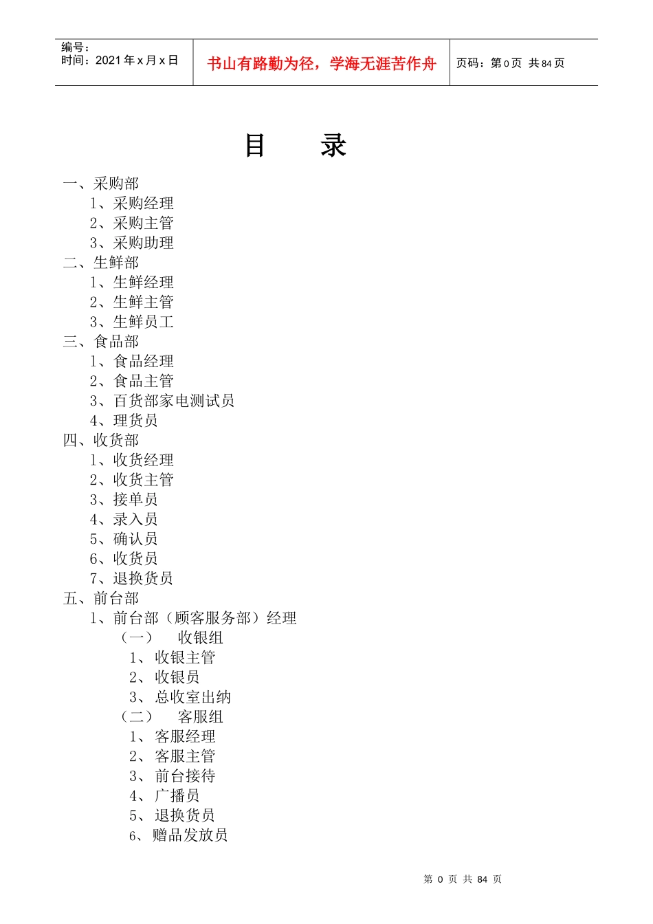 XXXX连锁超市职务说明书上_第1页