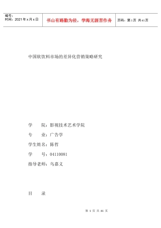 中国软饮料市场的差异化营销策略研究