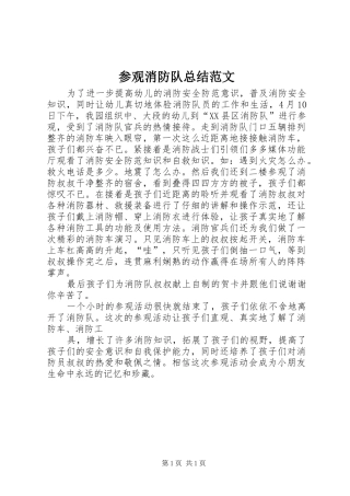 参观消防队总结范文