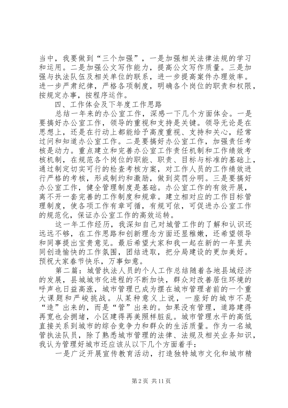 城管执法分局办公室人员个人工作总结_第2页