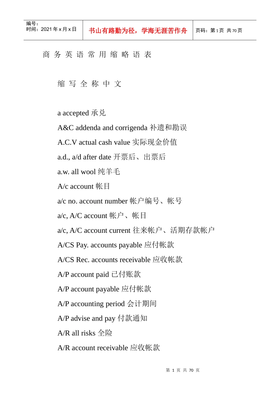 商务英语常用缩写汇编_第1页