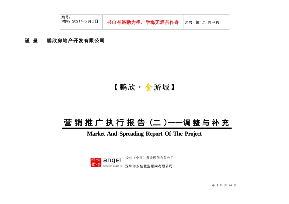 安佳顾问_鹏欣_金游城营销推广执行报告_53页_第1页