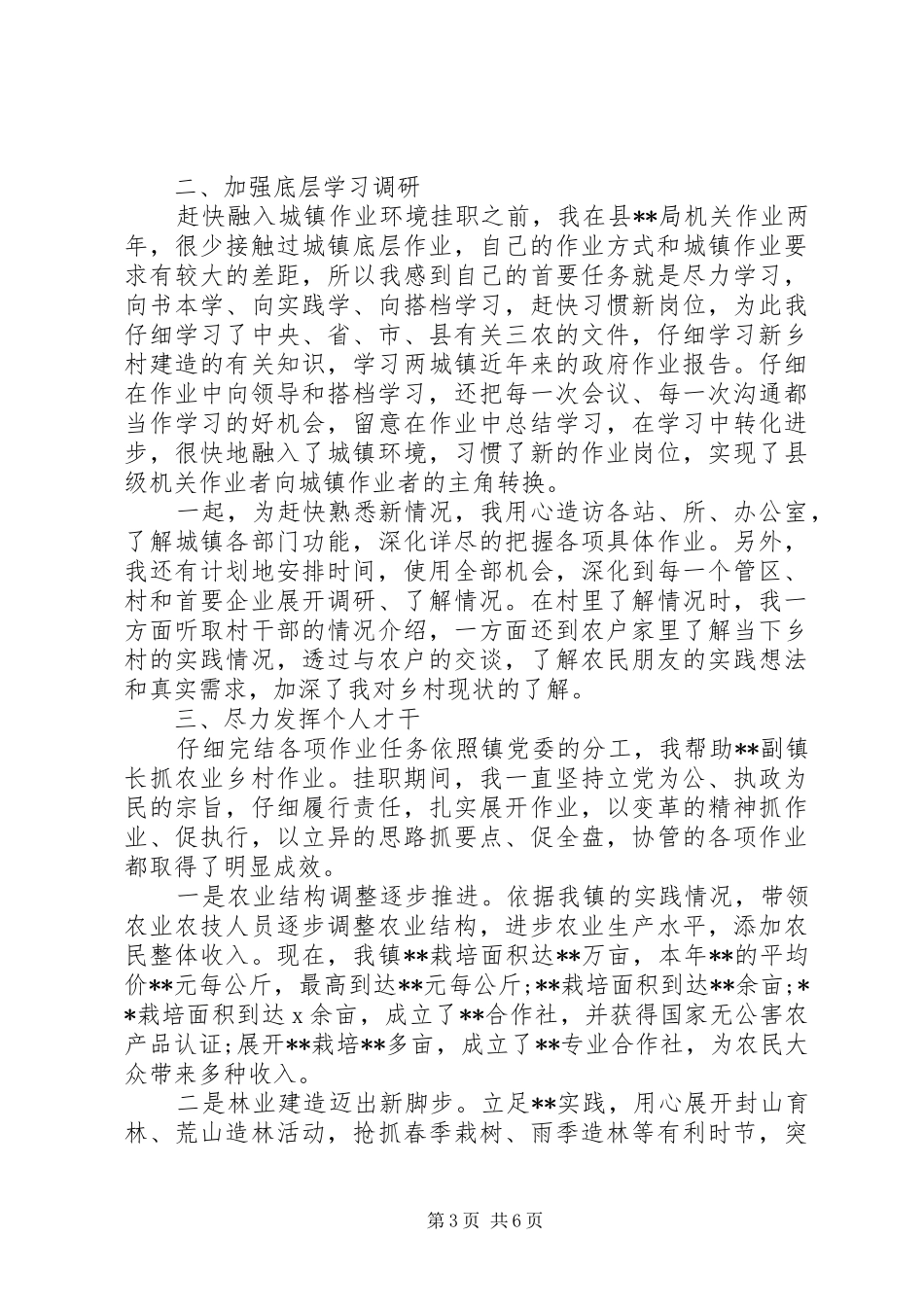 基层挂职工作总结_第3页