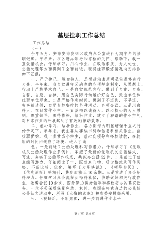 基层挂职工作总结