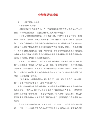 业绩梯队读后感 