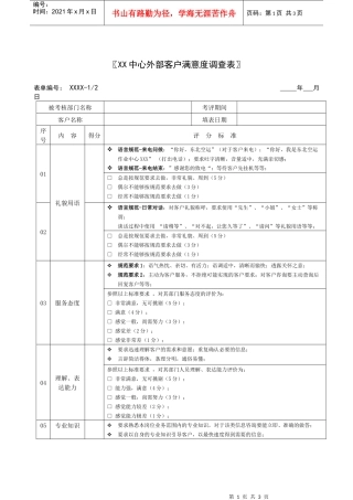 JXB015--XX中心外部客户满意度调查表