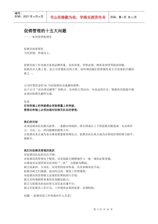 促销管理的十五大问题概论