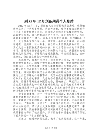 到XX年12月预备期满个人总结