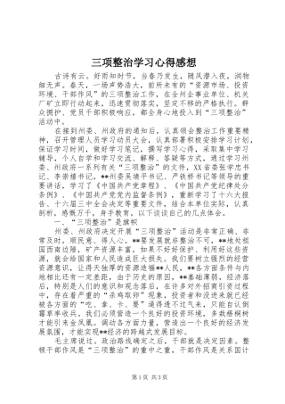 三项整治学习心得感想