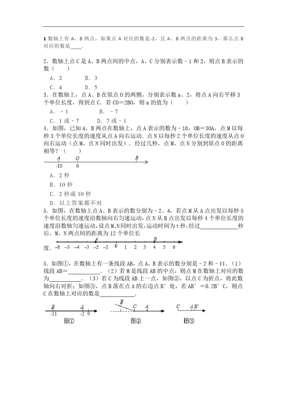 数轴专题——数形结合_第1页