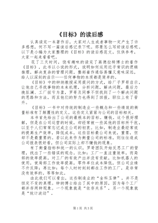 《目标》的读后感