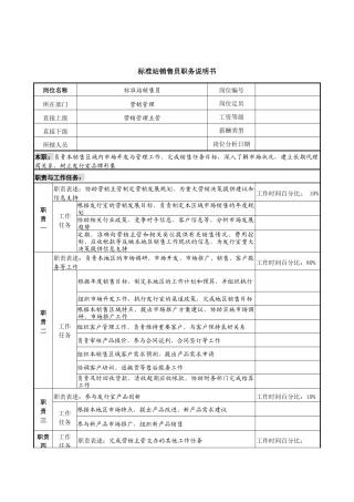 中国建筑研究所营销管理部标准站销售员职务说明书