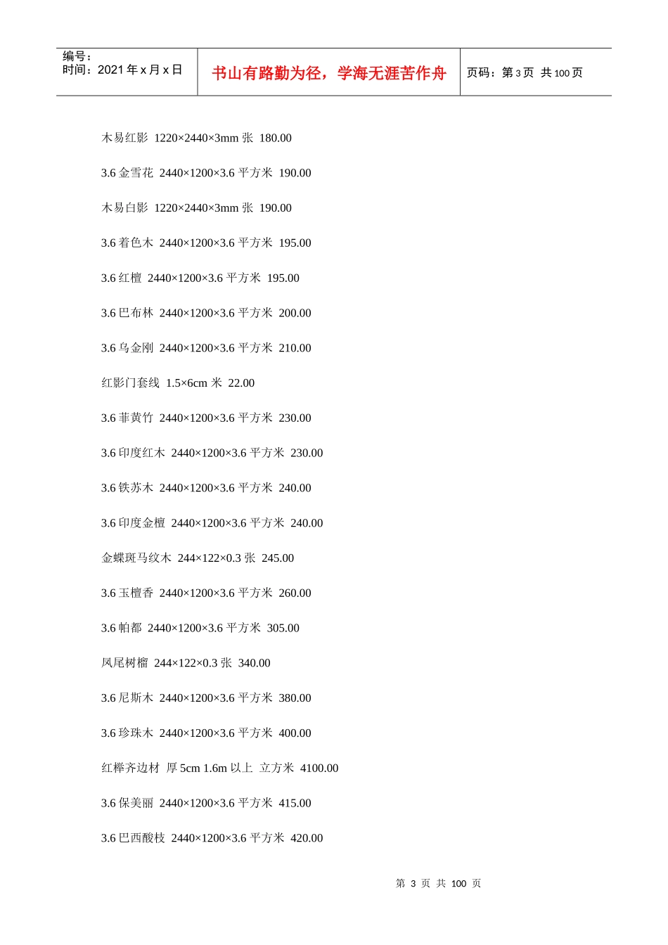 各种装饰材料价格汇编_第3页