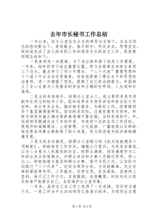 去年市长秘书工作总结