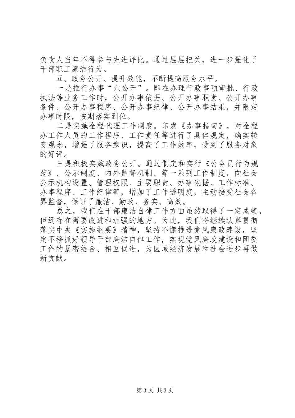 共青团委员会领导干部廉洁自律工作总结_第3页