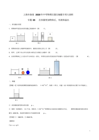 专题05在容器里加物体后,有液体溢出(解析版)