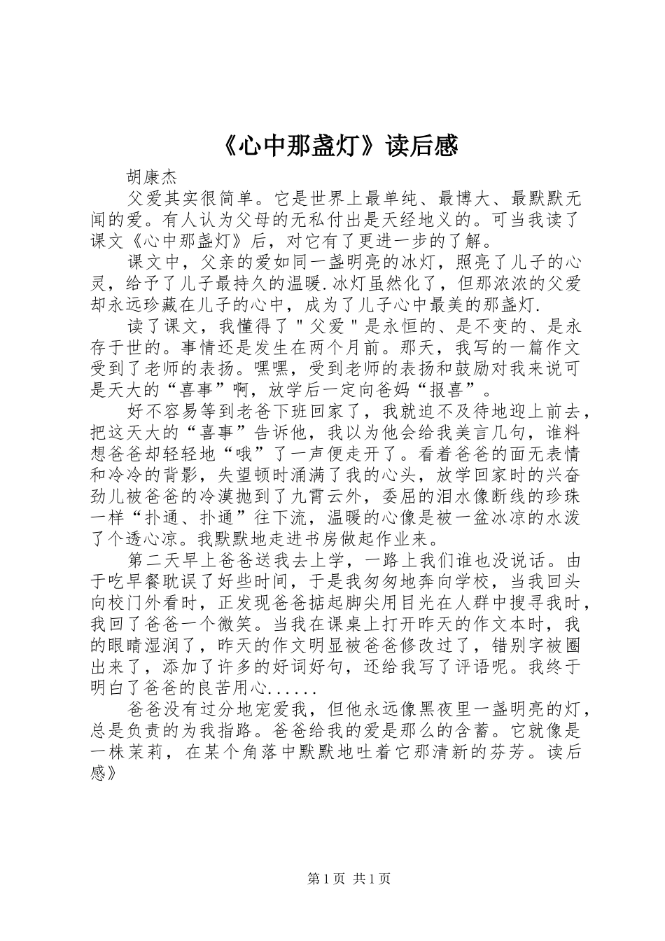 《心中那盏灯》读后感_第1页
