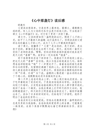 《心中那盏灯》读后感