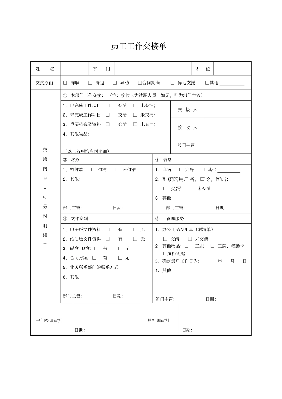 员工离职审批系列表格_第3页