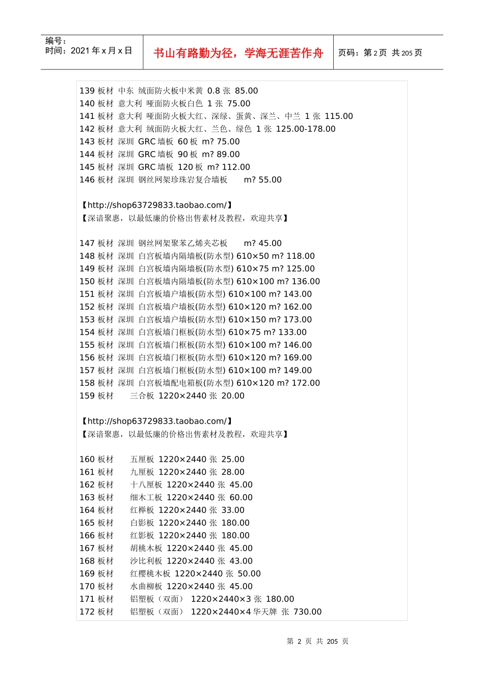 家装材料价格汇总_第2页
