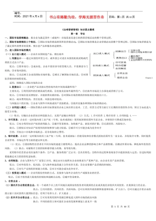 《全球营销管理》知识要点整理