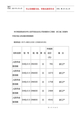 人防材料价格表汇编