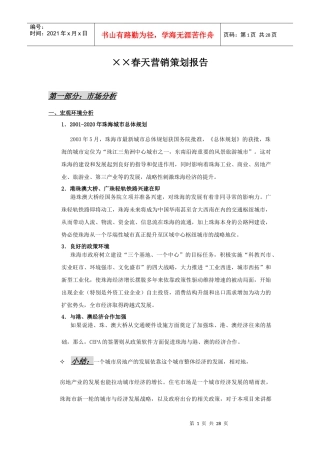 XX春天营销策划报告