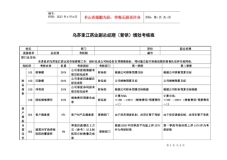 乌苏里江药业副总经理(营销)绩效考核表