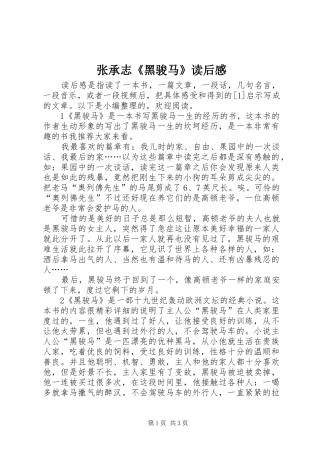 张承志《黑骏马》读后感