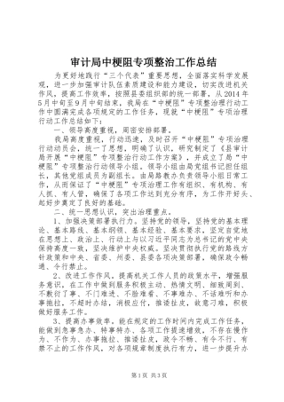 审计局中梗阻专项整治工作总结
